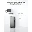 AUKEY Spark Sling 20000 Compact Fast Charging Power Bank with Built-in USB-C Cable