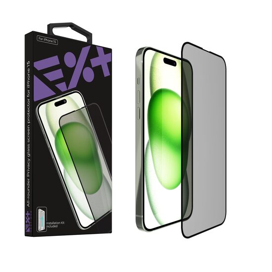 NEXT ONE All-rounder Privacy Glass Screen Protector for iPhone 15